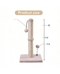 Aronkl 34" Tall Cat Scratcher Sisal Post Tree with Hanging Ball for Indoor Cats
