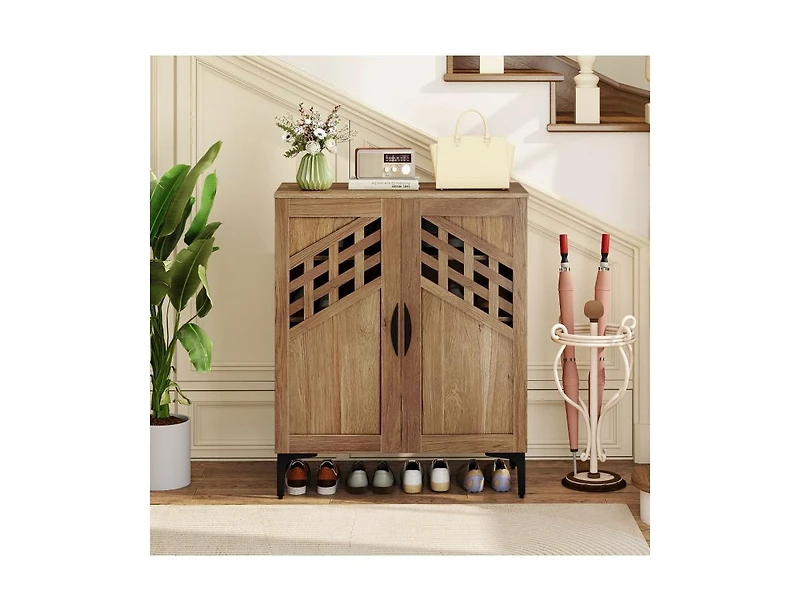 Slickblue 4-Tier Farmhouse Shoe Cabinet with Removable Shelves