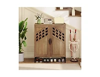 Slickblue 4-Tier Farmhouse Shoe Cabinet with Removable Shelves