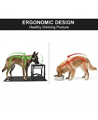 Aronkl Elevated Dog Water Bowl 4 Adjustable Heights Stainless Steel Stand for Breeds Joint Support