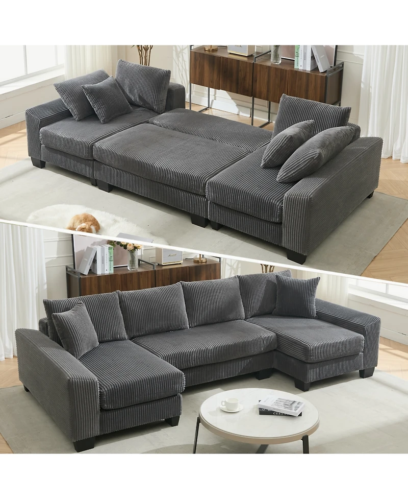 Streamdale Furniture 114" U-Shaped Sleeper Sofa Bed