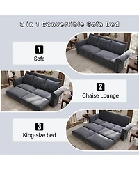 Streamdale Furniture Chesterfield King Pull Out Sleeper Sofa Bed, Velvet