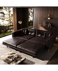 Streamdale Furniture 92.1" King Size Pull Out Sofa Bed, 3-in-1 Faux Leather Convertible Sleeper Sofa