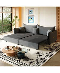 Streamdale Furniture 81.9" King Pull Out Sofa Bed, 3-in-1 Convertible Velvet Couch with Pillows