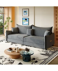 Streamdale Furniture 81.9" King Pull Out Sofa Bed, 3-in-1 Convertible Velvet Couch with Pillows