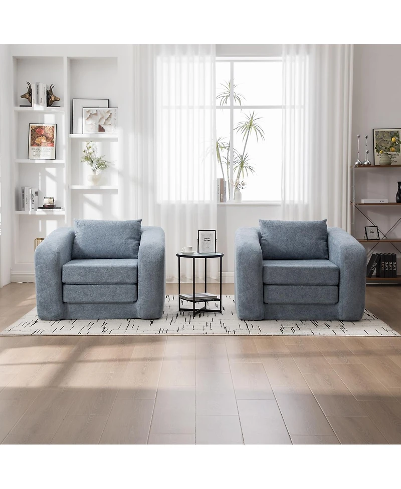 Streamdale Furniture Convertible Chenille Sofa Bed with Pillow - Single Seater