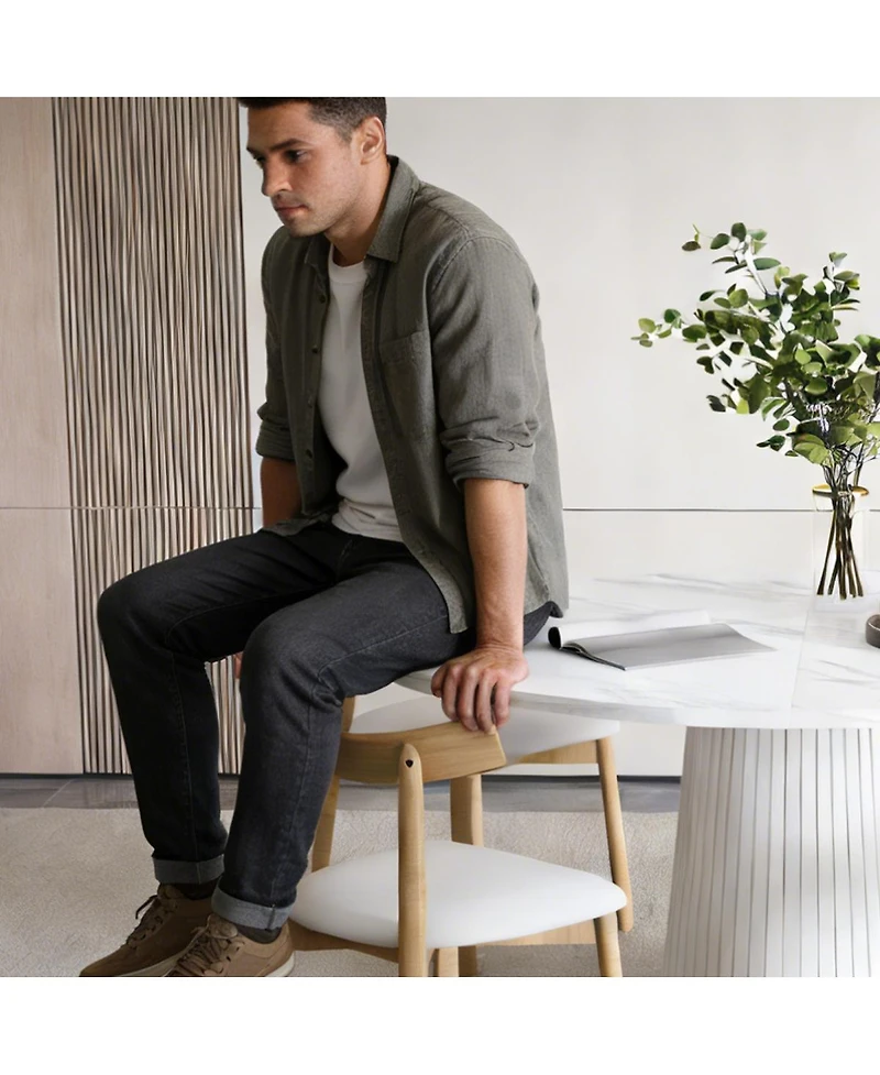 Streamdale Furniture Round Farmhouse Dining Table Set for 4 with 4 Solid Wood Chairs