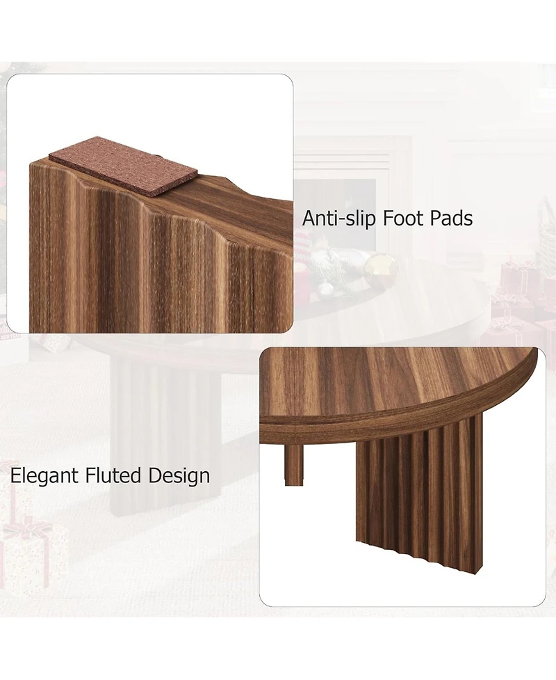 gaomon 33.5" Round Coffee Table with Fluted Legs and Thick Top,Accent Cocktail Tables for Living Room, Bedroom, Easy Assembly