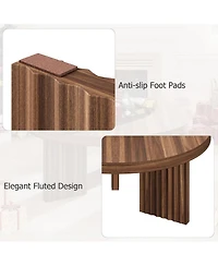 gaomon 33.5" Round Coffee Table with Fluted Legs and Thick Top,Accent Cocktail Tables for Living Room, Bedroom, Easy Assembly
