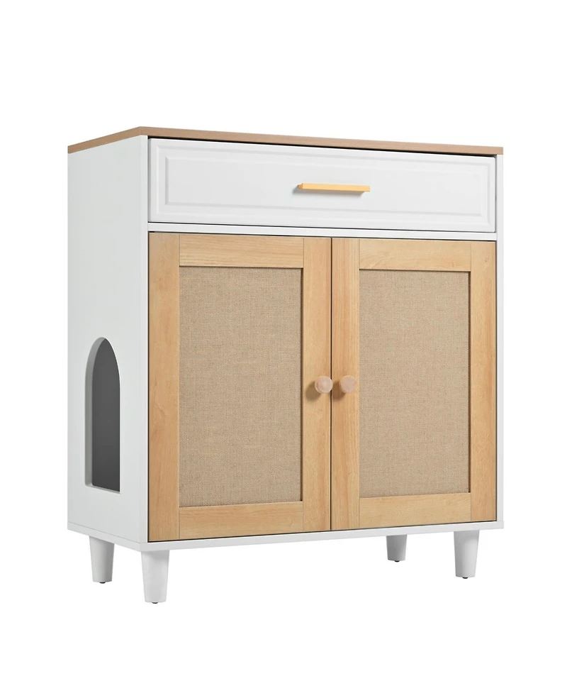 Streamdale Furniture Cat Litter Box Furniture with Scratching Door & Socket