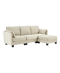 Streamdale Furniture L-shaped sofa, cotton-linen, storage armrest, 3-seater for living room/office