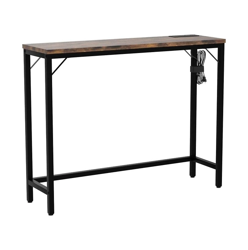 gaomon 39.3" Narrow Console Table with Built-In Charging Station and Storage