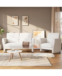 gaomon Modern Accent Chair for Bedroom Upholstered Reading Armchair Sherpa Boucle Mid Century Lounge Single Sofa