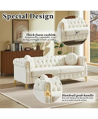 Streamdale Furniture Chesterfield Sofa with Pillows, Studs, and Metal Legs