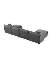 Streamdale Furniture 136" Chenille Modular Sectional Sofa with Deep Seat & Movable Ottoman