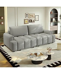 Streamdale Furniture Comfy 90.2" 4-Seater Teddy Fabric Convertible Sleeper Sofa Bed