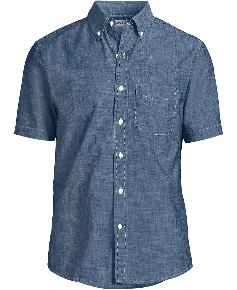 Lands' End Men's Short Sleeve Easy Fit Chambray Shirt