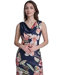 Eliza J Women's Sleeveless Drape Neck Printed Gown