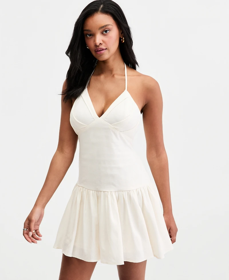 Bar Iii Women's Linen-Blend Drop-Waist Mini Dress, Macy's Exclusive