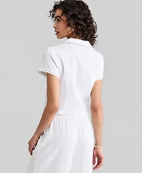And Now This Petite Collared V-Neck Short-Sleeve Shirt, Macy's Exclusive