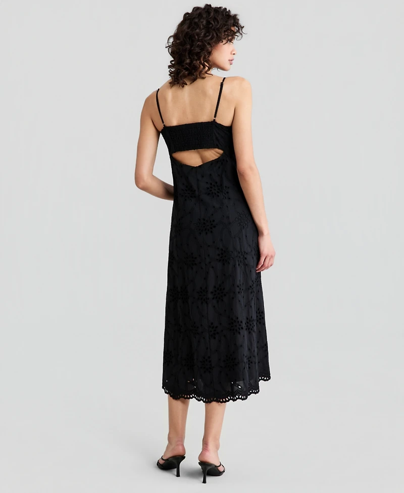 And Now This Women's Cotton Eyelet Back-Cutout Dress, Macy's Exclusive