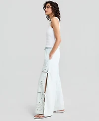 And Now This Women's Embroidered Eyelet Tie-Side Jeans, Macy's Exclusive