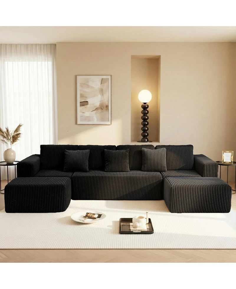 Streamdale Modular U-Shaped Sectional Sofa, 132-inch 4-Seater with Reversible Chaise Lounge