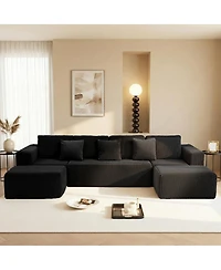 Streamdale Modular U-Shaped Sectional Sofa, 132-inch 4-Seater with Reversible Chaise Lounge