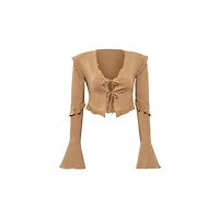 Luna B Women's Vera V-Neck Long Sleeve Crop Top