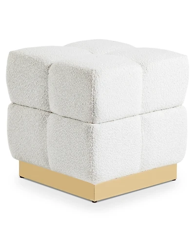 Soren 18" Wood Boucle Storage Ottoman