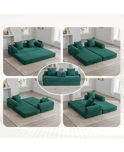 Streamdale Furniture Foldable & Compressible Sofa with Metal Frame for Small Spaces