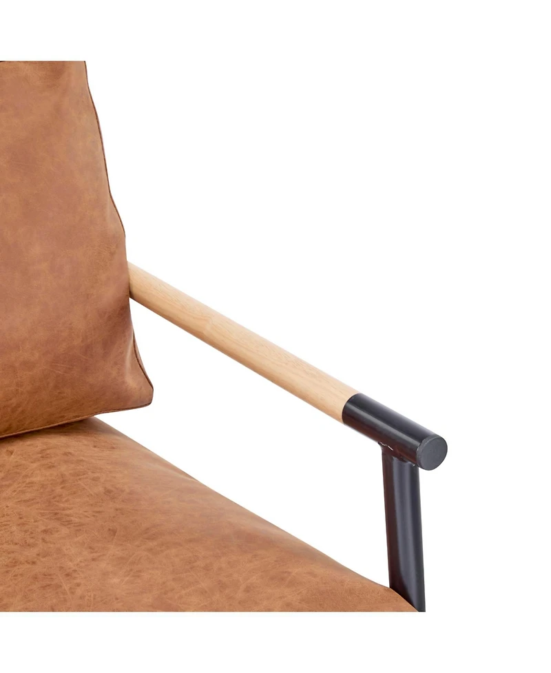 Streamdale Furniture Modern Accent Chair with Metal Frame & Wooden Armrest