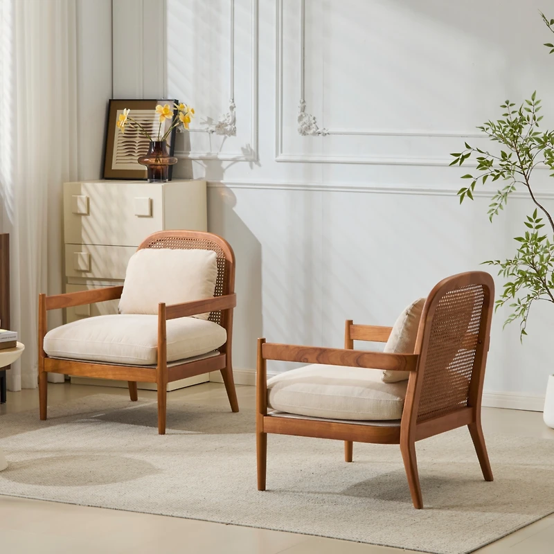 Streamdale Furniture Mid-Century Modern Rattan Accent Chair - Set of 2