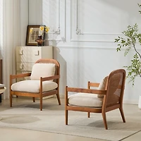 Streamdale Furniture Mid-Century Modern Rattan Accent Chair - Set of 2