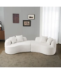 Streamdale Furniture Streamdale Curved Teddy Velvet Sofa - Compact 4 Seater
