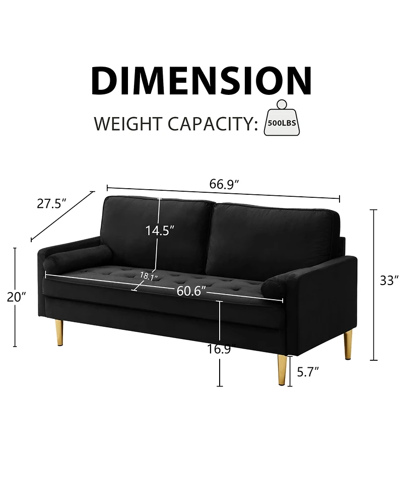 Streamdale Furniture Lovesat Velvet Sofa- Modern Comfort & Style