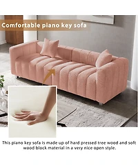 Streamdale Furniture Premium Velvet 3-Seater Sofa with Metal Base and 2 Pillows