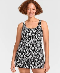 Lands' End Women's Long Torso Scoop Neck Mini Swim Dress Swimsuit