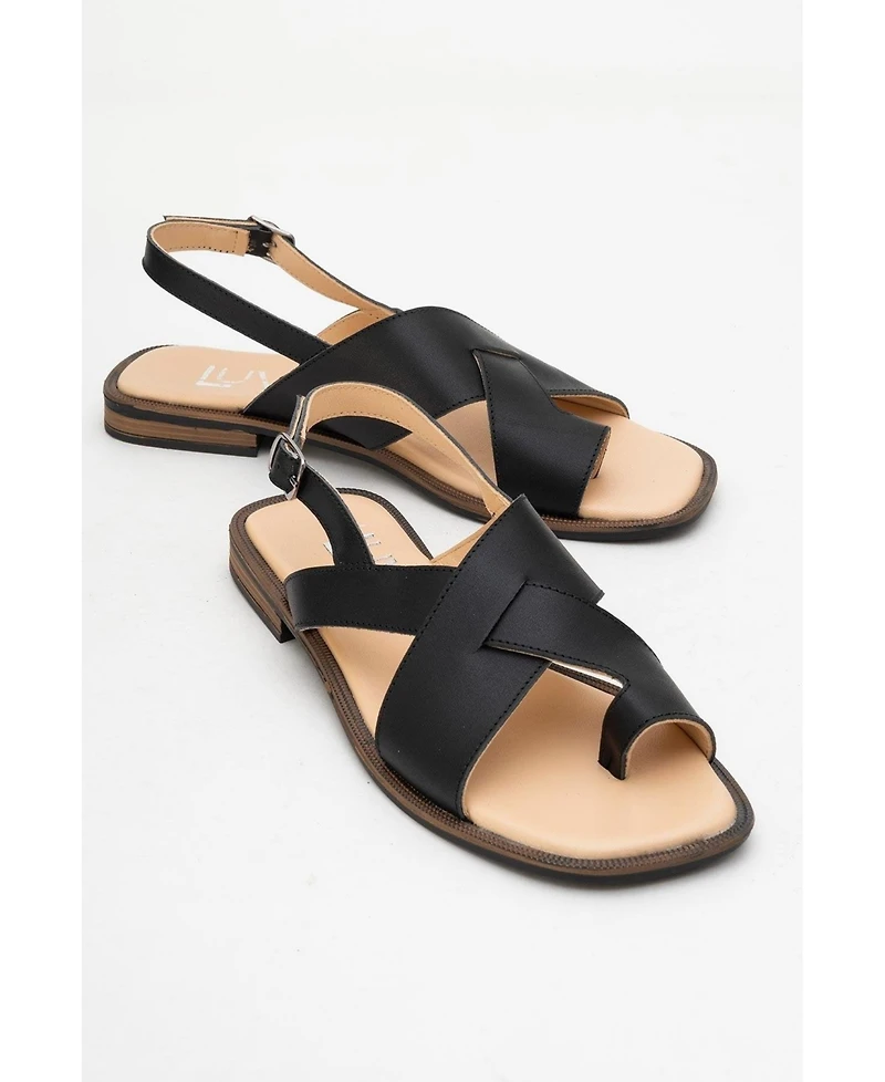Forever & Always Women's Shoes Louna Leather Thong Sandals