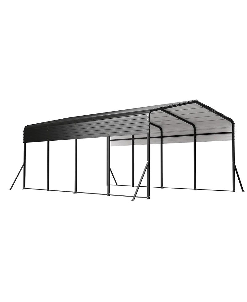 Streamdale Furniture 13x20 Ft Metal Carport w/ Reinforced Frame & 4 Poles, Steel Roof Shelter