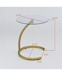 Kings Brand Furniture Modern Round End Table / C Table with Tempered Glass Top – Chrome Metal Frame Accent Side Table for Living Room, Bedroom,