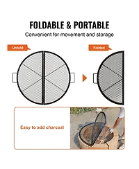 Ecooso 36 Inch Foldable Fire Pit Grill Grate, Heavy Duty Steel Campfire Cooking Grid with Handles