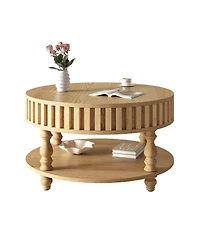 Streamdale Furniture Mid-Century Modern Fluted Coffee Table with Storage