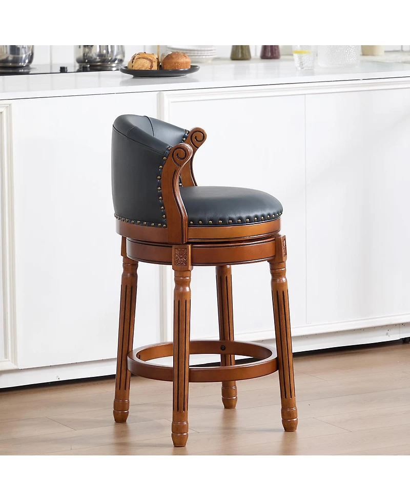 Streamdale Furniture Cow Leather Swivel Bar Stool with Backs