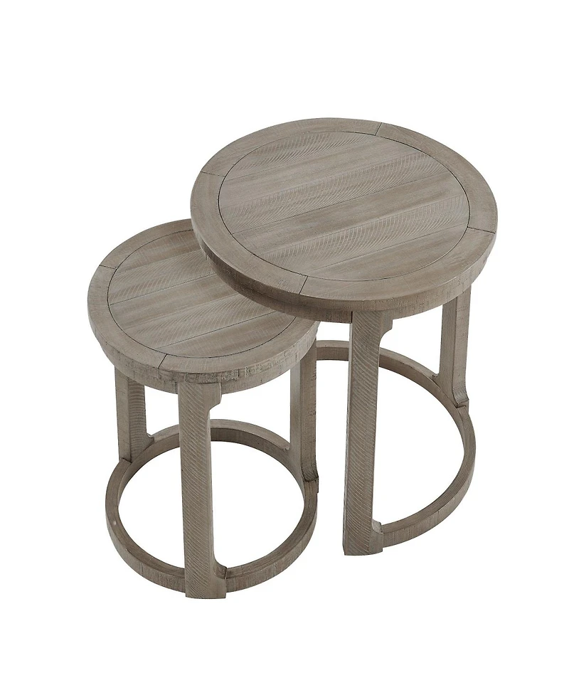 Streamdale Furniture 24" 2PC Curved Round Wooden Coffee Table Set