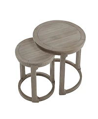 Streamdale Furniture 24" 2PC Curved Round Wooden Coffee Table Set