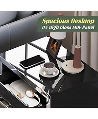 Streamdale Furniture Mirrored 2 Drawer High Gloss Bedside Table – Modern Nightstand