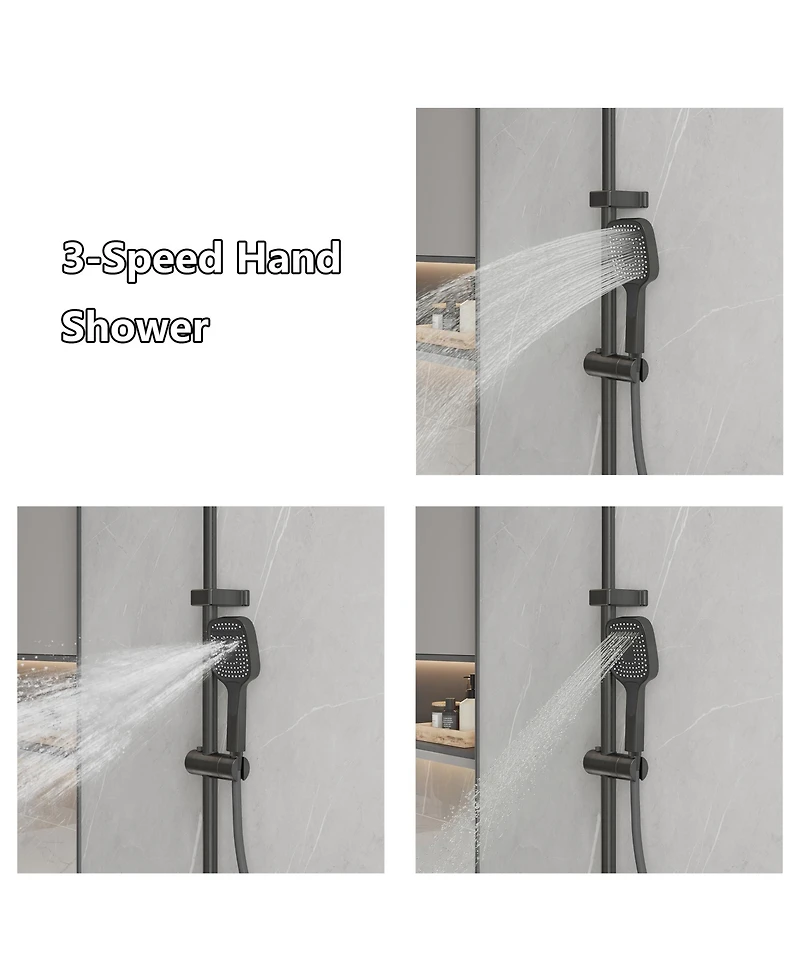 Lalahoo 3-Spray Shower Faucet 2.5 Gpm with Piano Button Control, Led Temperature Display and Ambient Light