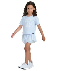 adidas Girls' 2T-6X Short-Sleeve Graphic T-Shirt and Printed Flowy Shorts, 2-Piece Set
