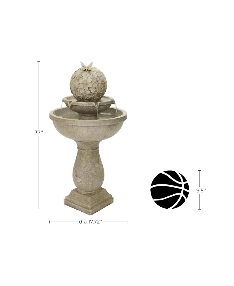 LuxenHome Decorative Garden Birdbath Fountain, Resin Water Feature with Pedestal Design